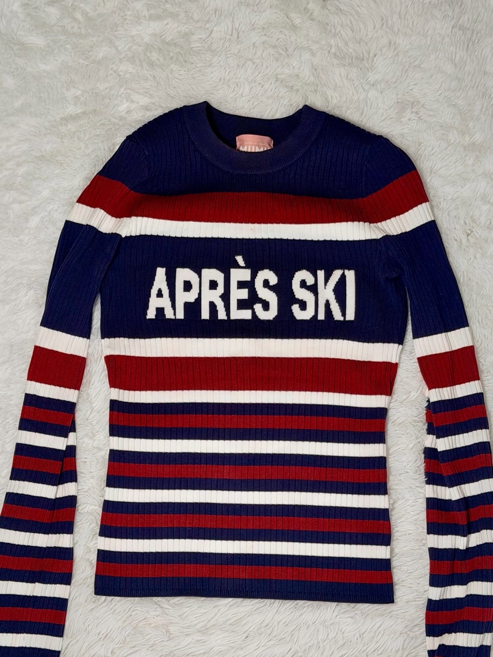 Show Me Your MuMu Navy, Red & White 'APRÈS SKI' Ribbed Stripe Sweater